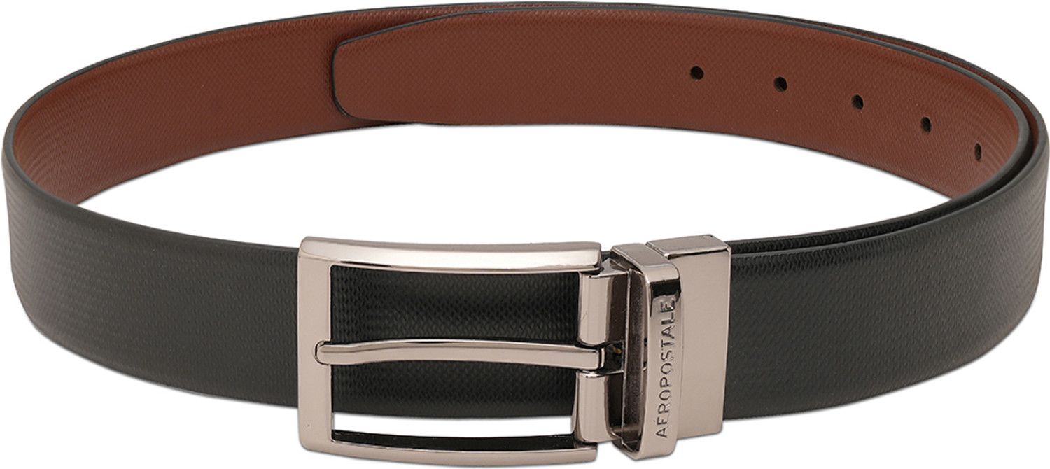 Image of AEROPOSTALE Men Casual Black Genuine Leather Reversible Belt