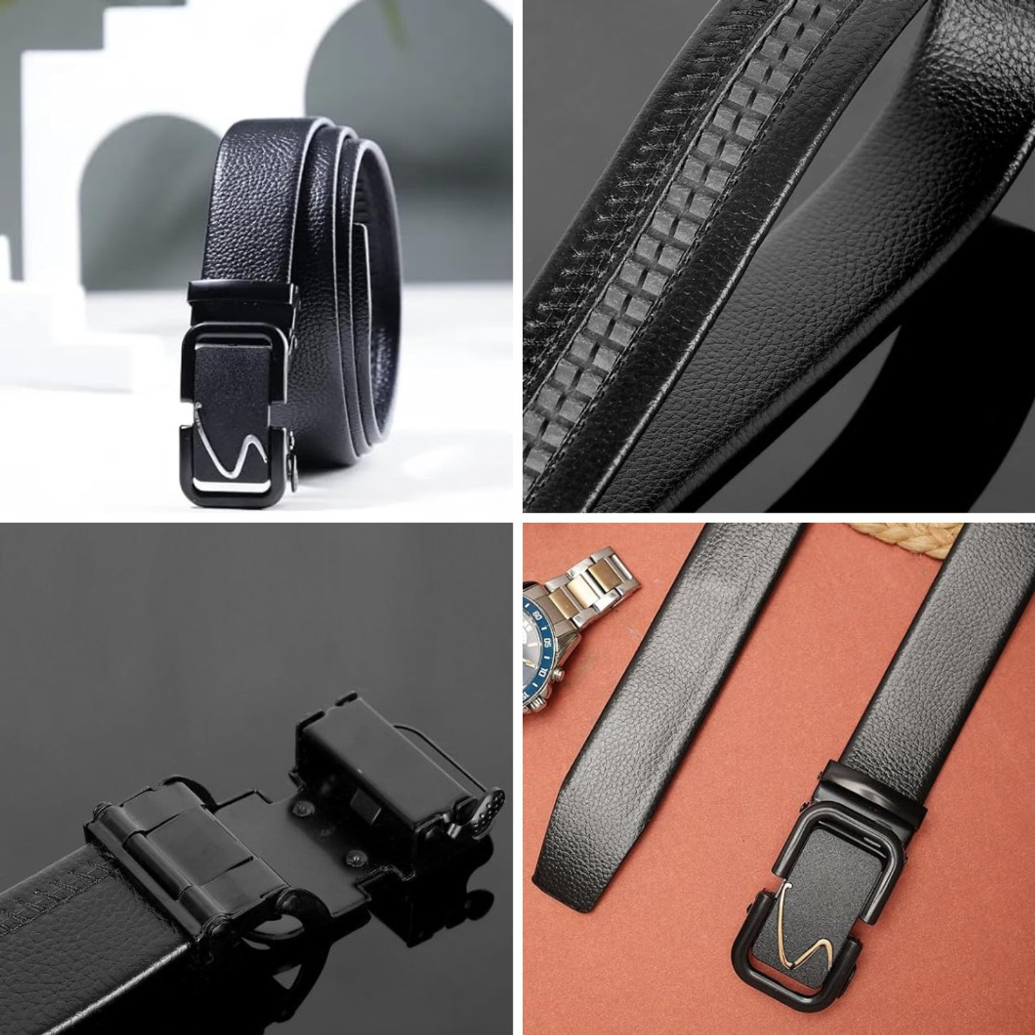 Image of TPM Men Casual Black Artificial Leather Belt