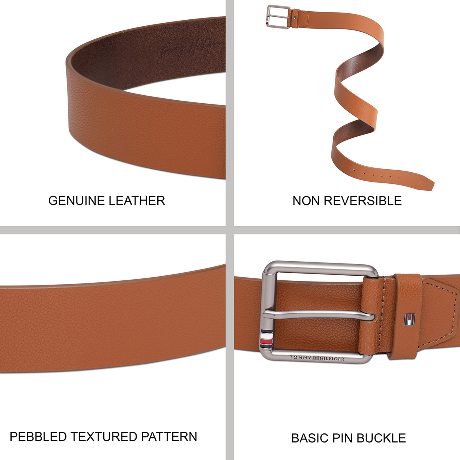 Image of TOMMY HILFIGER Men Casual Tan Genuine Leather Belt