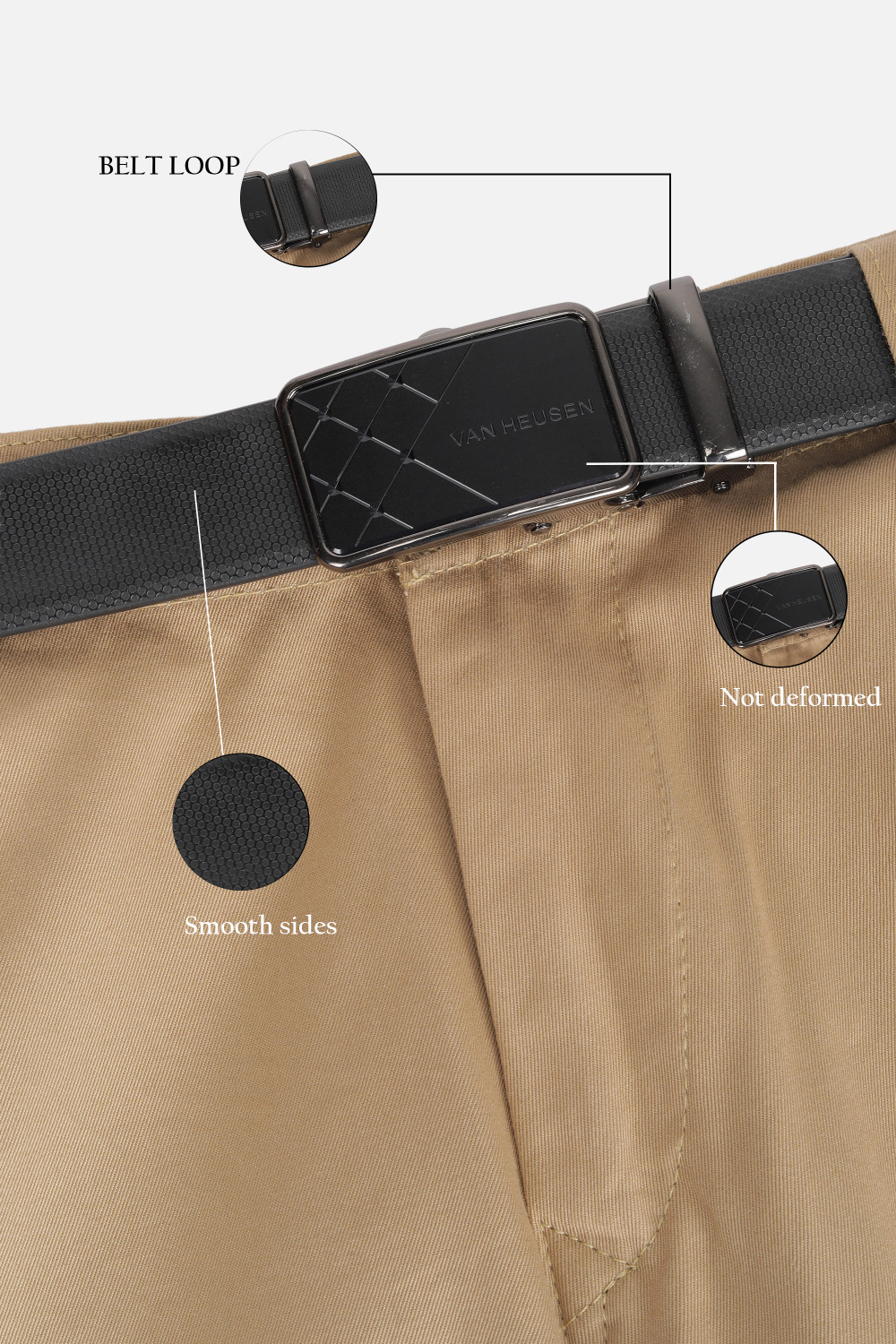 Image of VAN HEUSEN Men Black Genuine Leather Belt