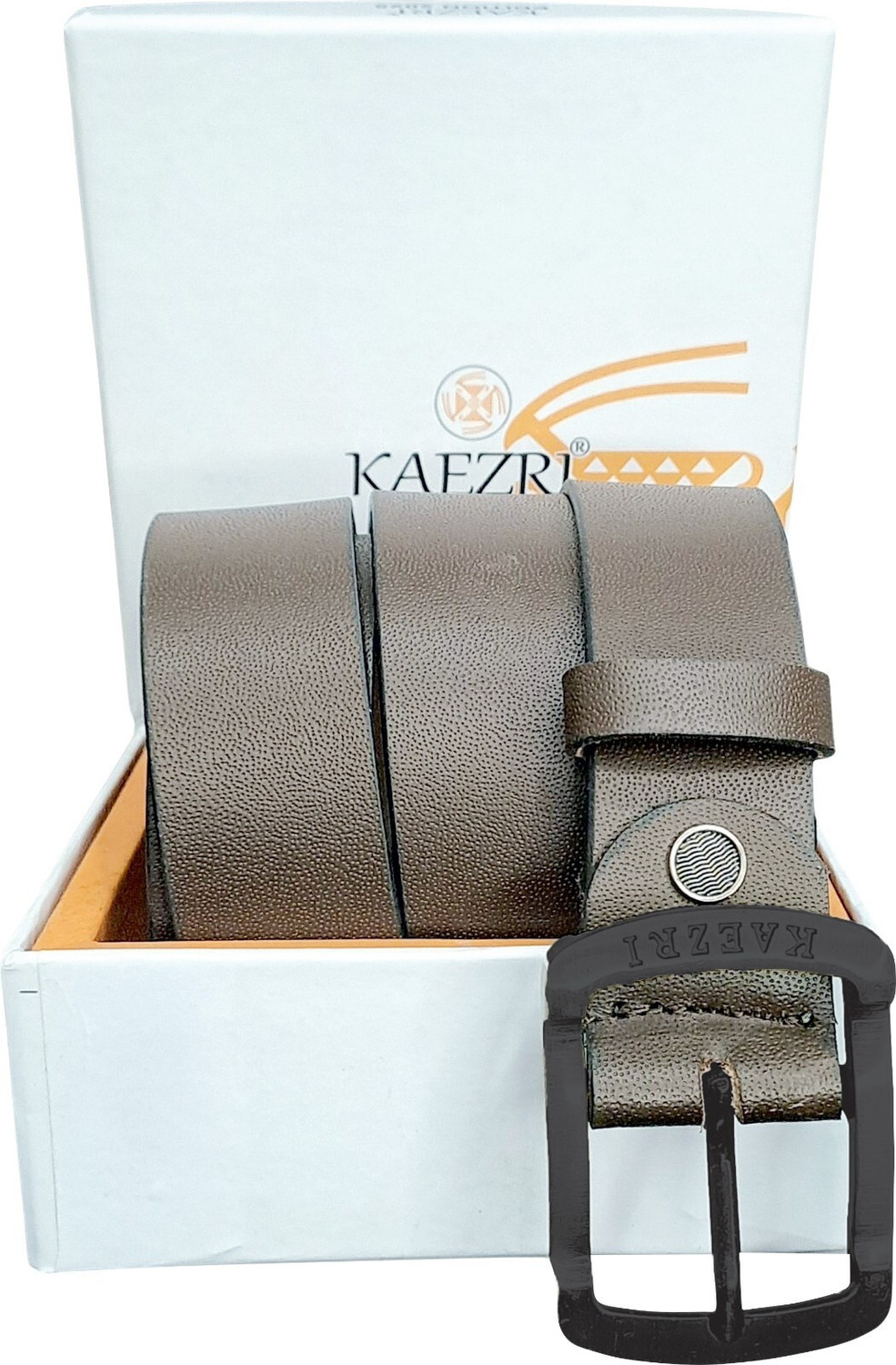 Image of KAEZRI Men Casual, Evening, Formal, Party Brown Genuine Leather Belt
