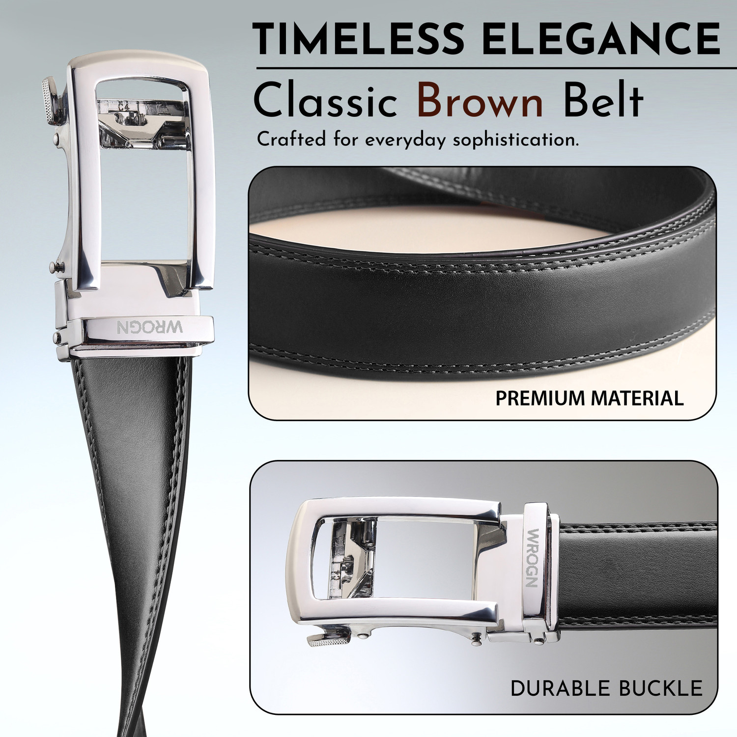Image of WROGN Men Casual, Evening, Party, Formal Black Artificial Leather Belt