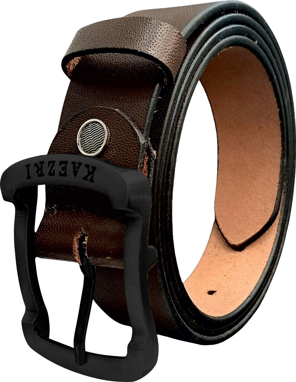 Image of KAEZRI Men Casual, Evening, Formal, Party Brown Genuine Leather Belt