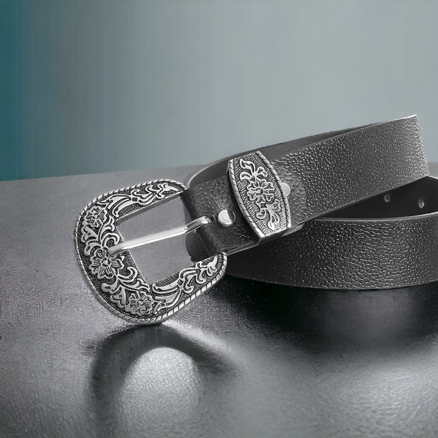 Image of ROYAL CKIN Men Formal, Casual, Evening, Party Black Genuine Leather Belt