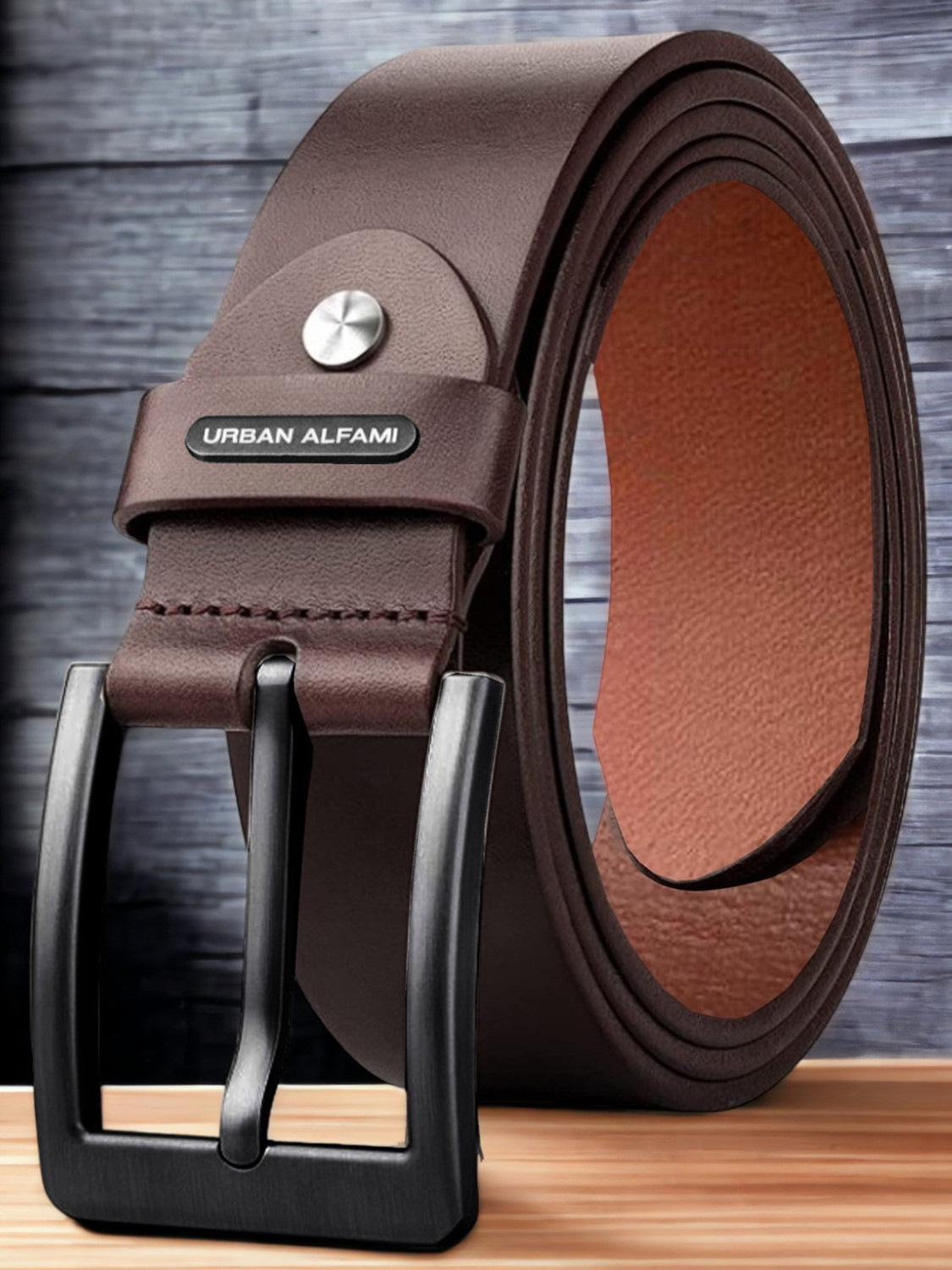 Image of URBAN ALFAMI Men Party, Formal, Casual Brown Genuine Leather Belt