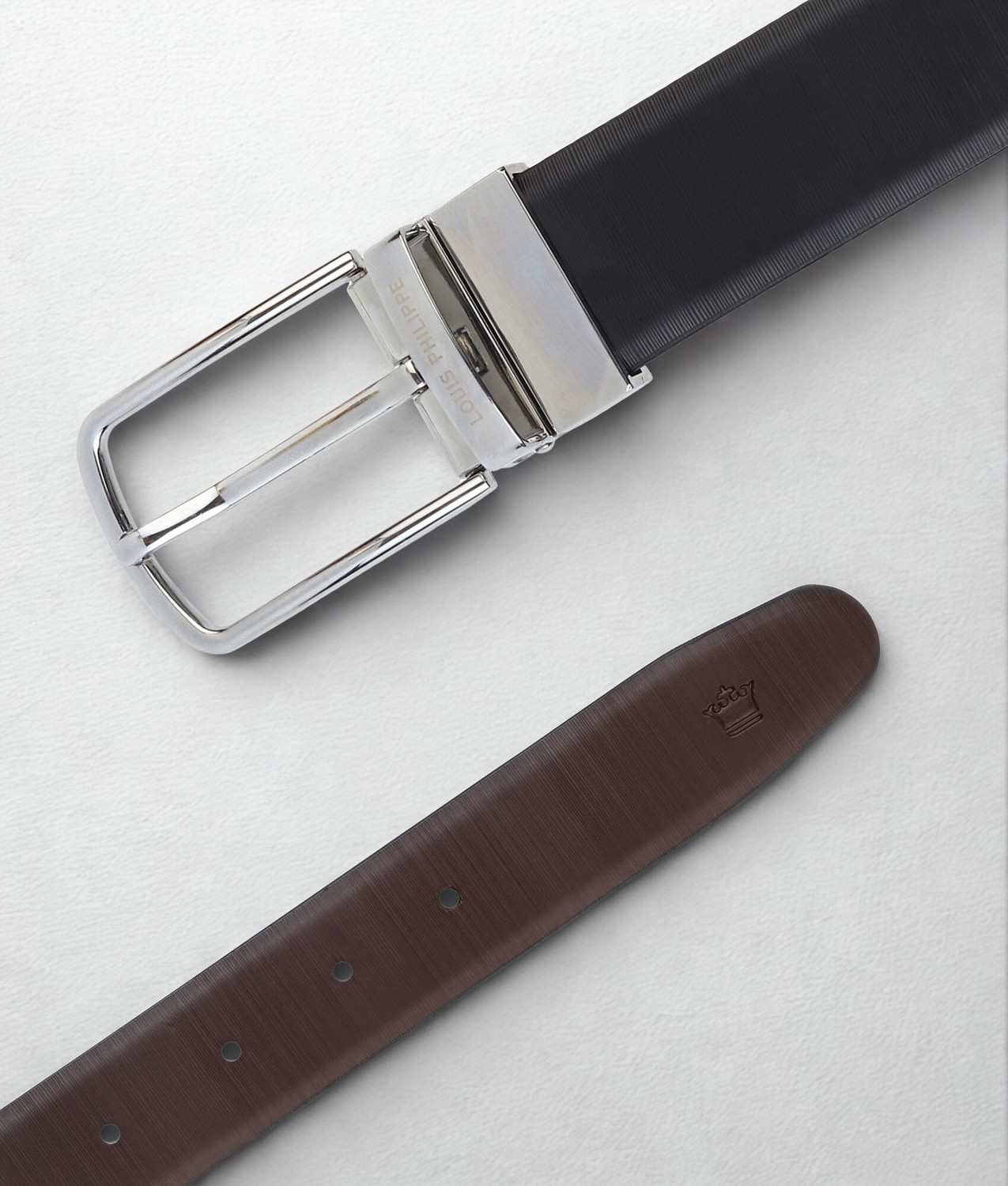 Image of LOUIS PHILIPPE Men Formal, Evening, Party Black, Brown Genuine Leather Reversible Belt