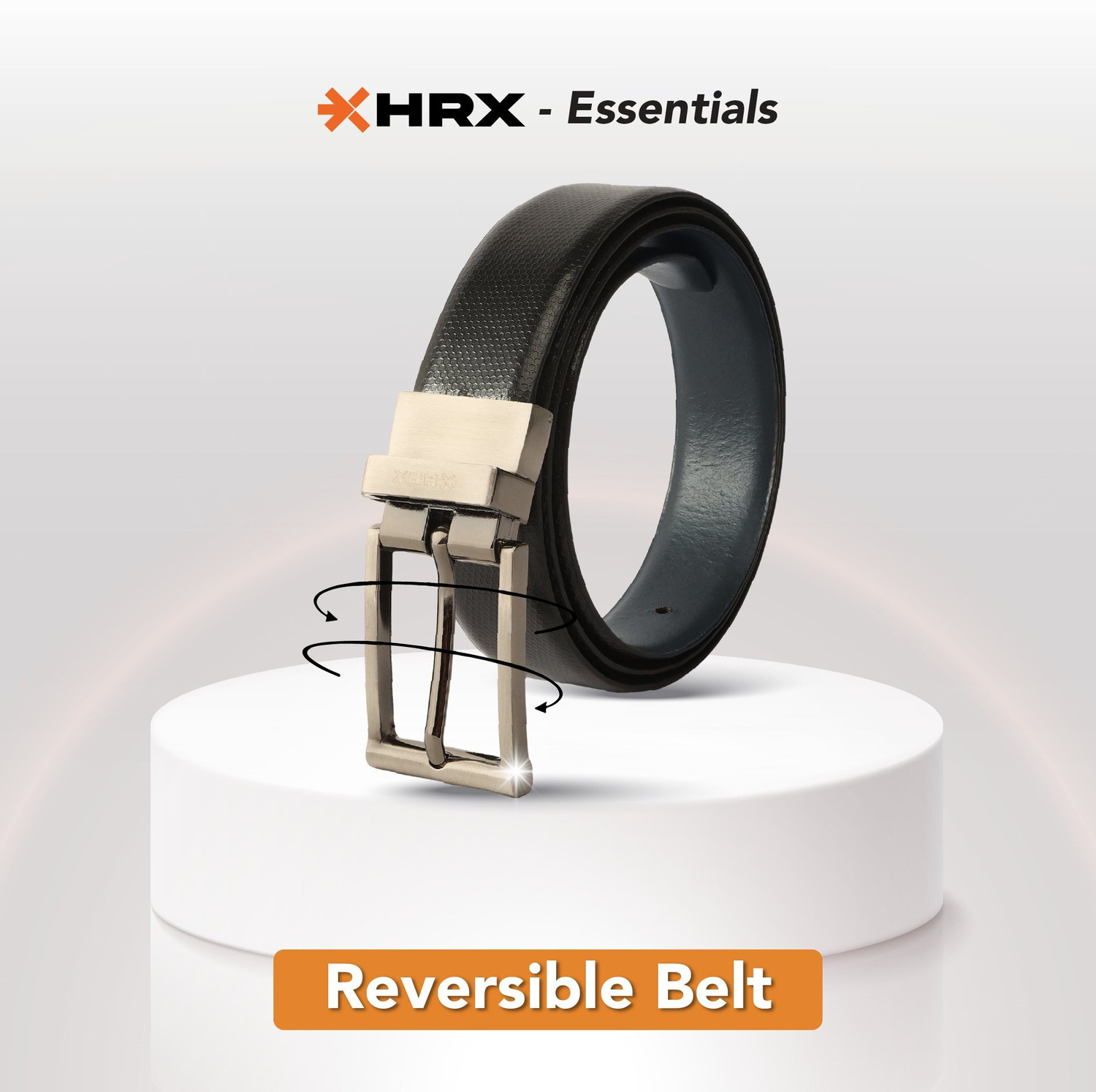 Image of HRX by Hrithik Roshan Men Formal Black Genuine Leather Belt