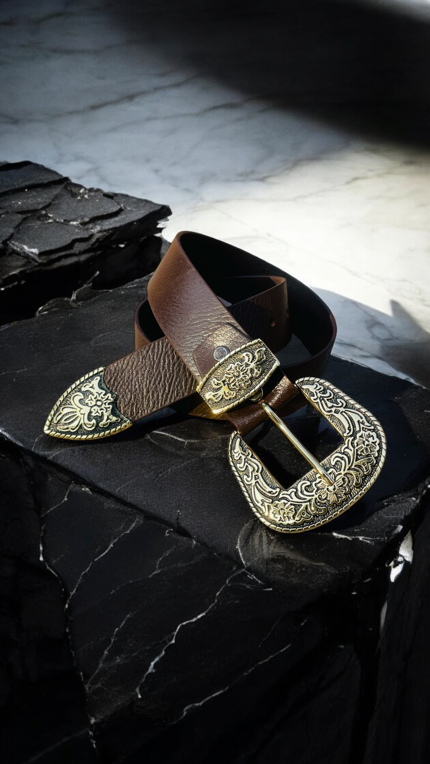 Image of ROYAL CKIN Men Formal, Casual, Evening, Party Brown Genuine Leather Belt