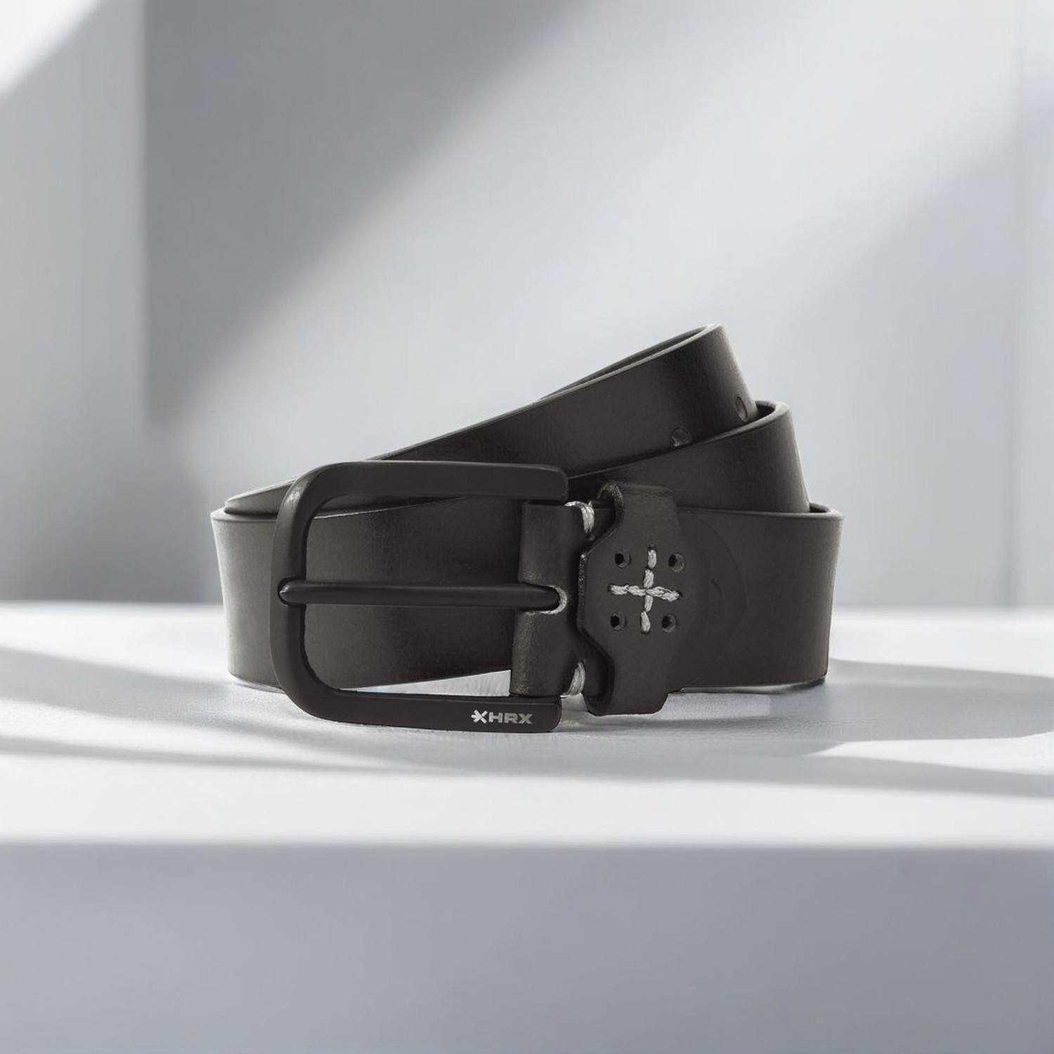 Image of HRX by Hrithik Roshan Men Casual Black Genuine Leather Belt