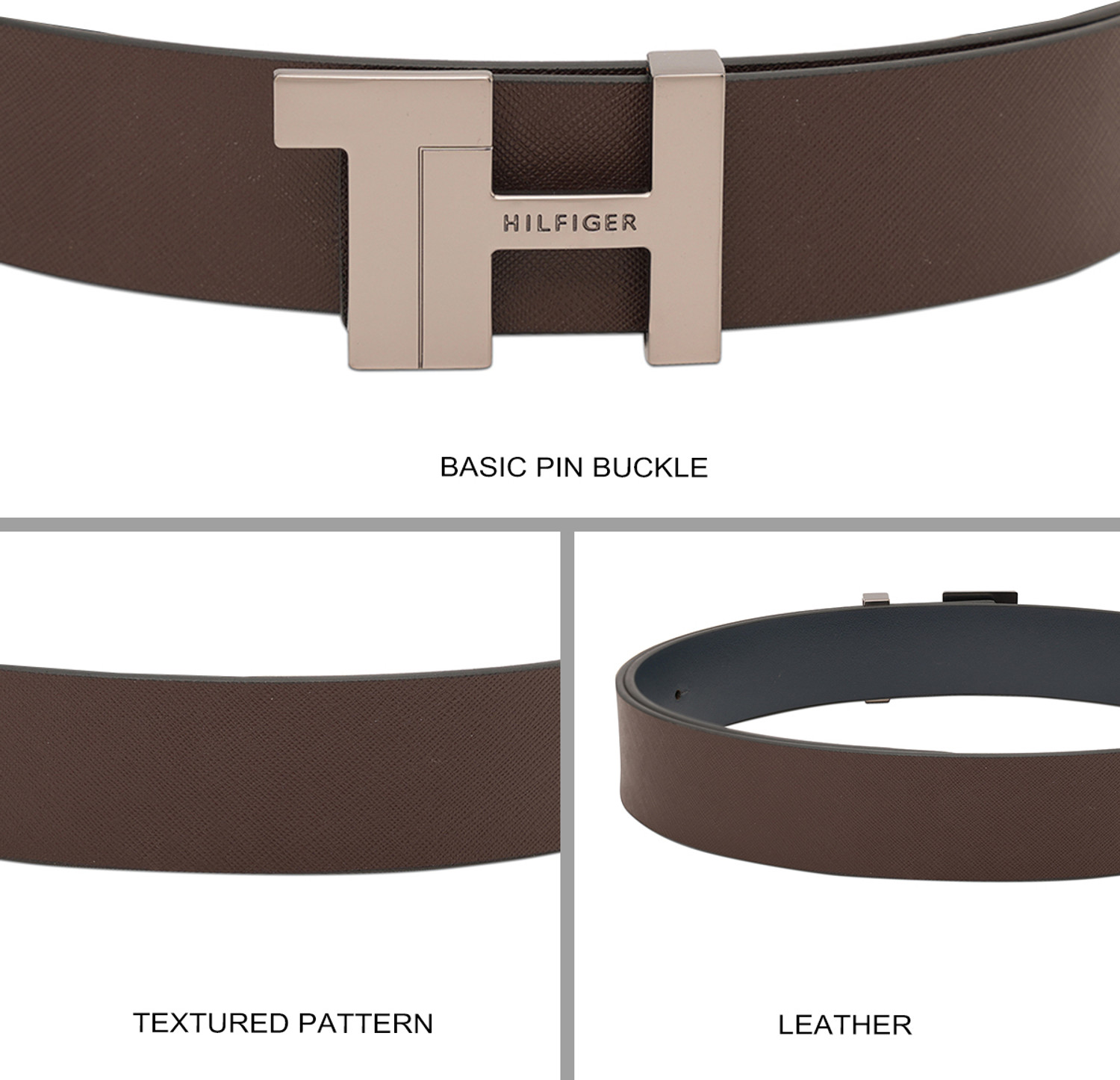 Image of TOMMY HILFIGER Men Casual Brown Genuine Leather Reversible Belt
