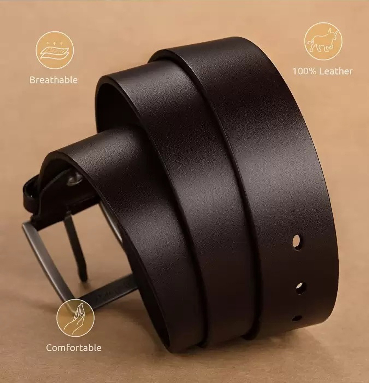 Image of Roadster Men Formal, Casual, Evening, Party Brown Genuine Leather Belt