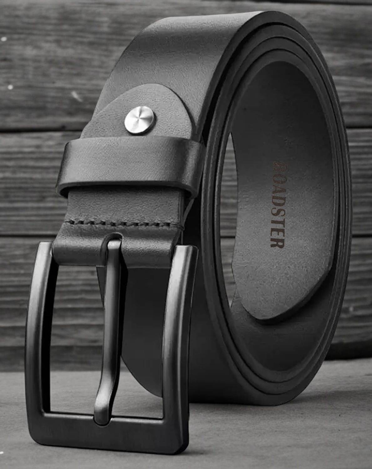 Roadster Men Formal, Casual, Evening, Party Black Genuine Leather Belt