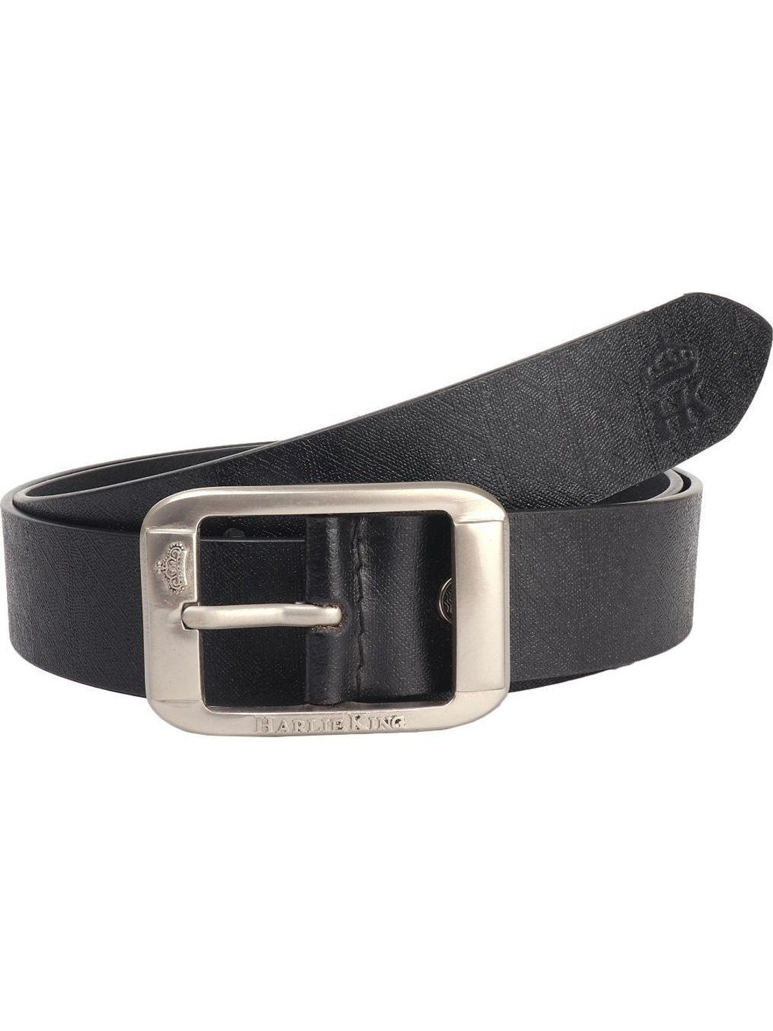Image of Harlie King Men Black Genuine Leather Belt