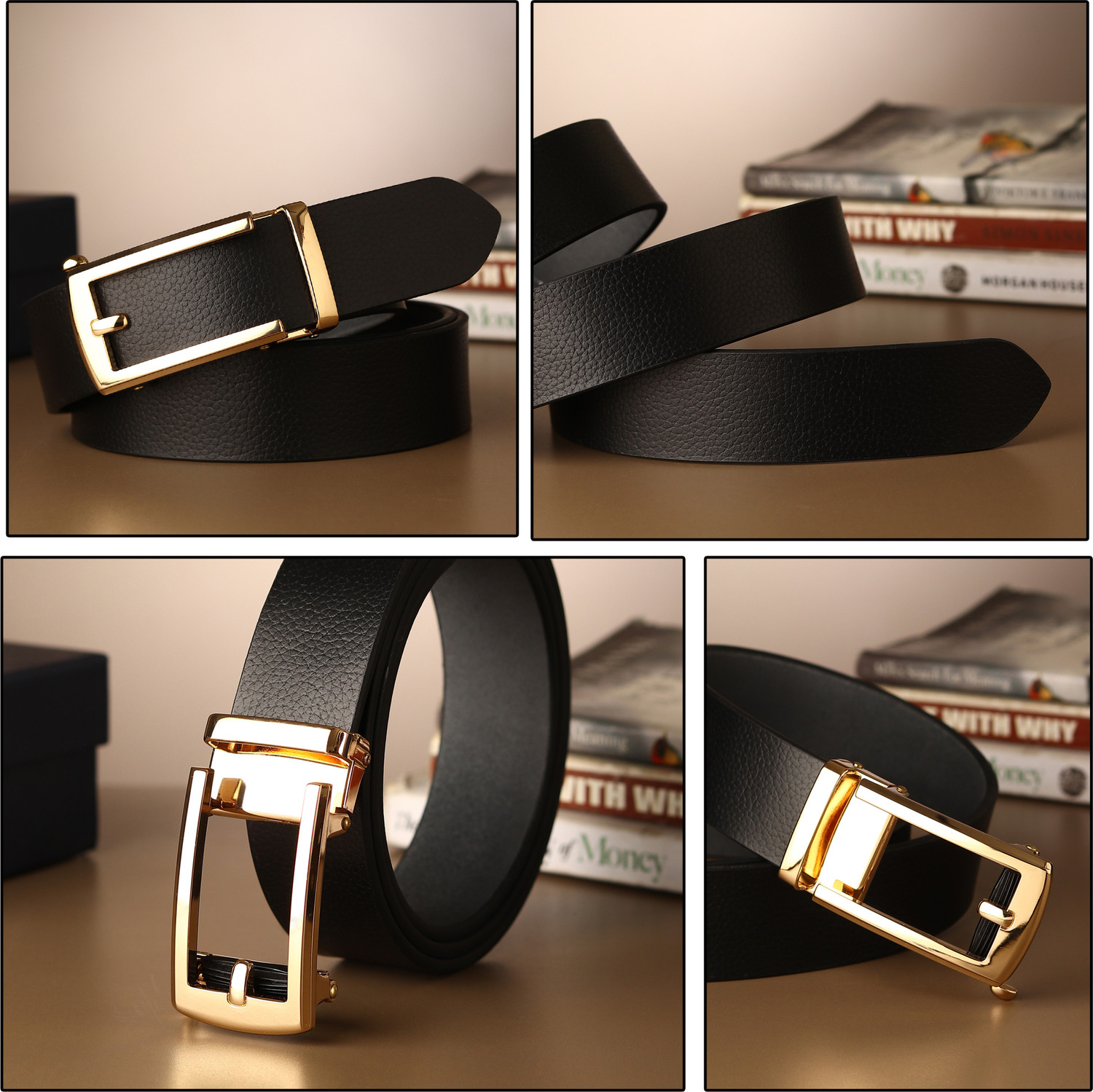 Image of WARCKS Men Formal Black Genuine Leather Belt