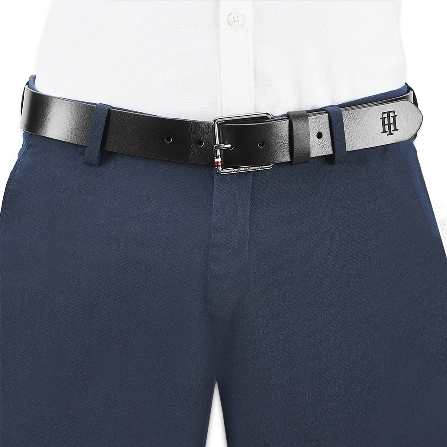 Image of TOMMY HILFIGER Men Casual Black Genuine Leather Belt