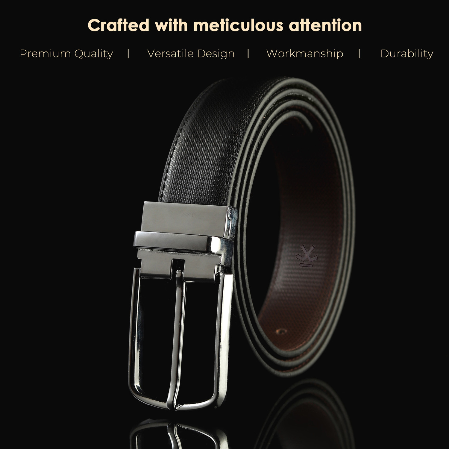 Image of WROGN Men Formal, Casual, Evening, Party Black Artificial Leather Belt