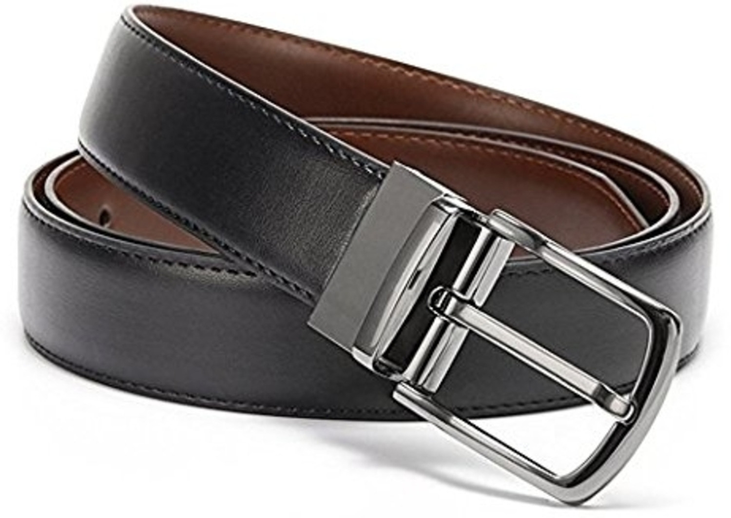 Image of URBAN ALFAMI Men Casual, Party, Formal, Evening Black Texas Leatherite Reversible Belt