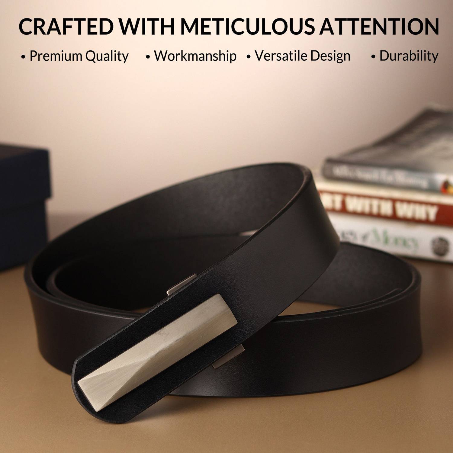 Men Formal, Casual, Evening, Party Black Artificial Leather Belt - Image 2