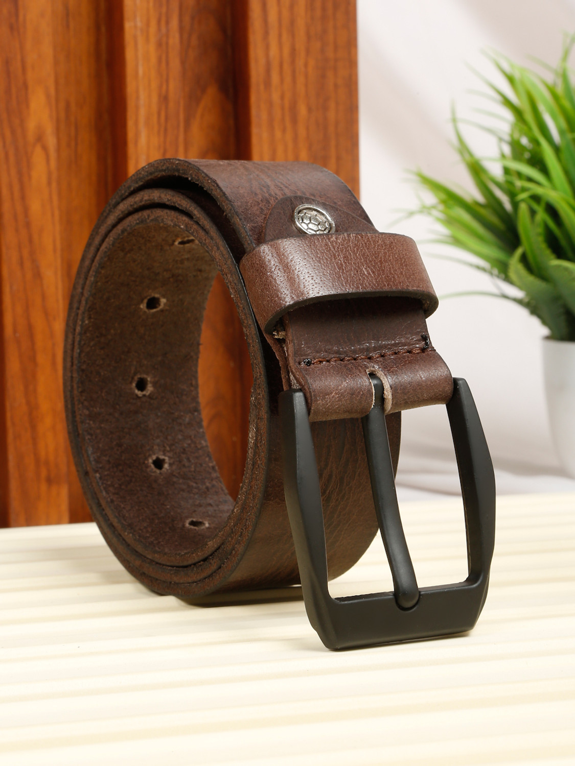 Image of Teakwood Leathers Men Casual Brown Genuine Leather Belt