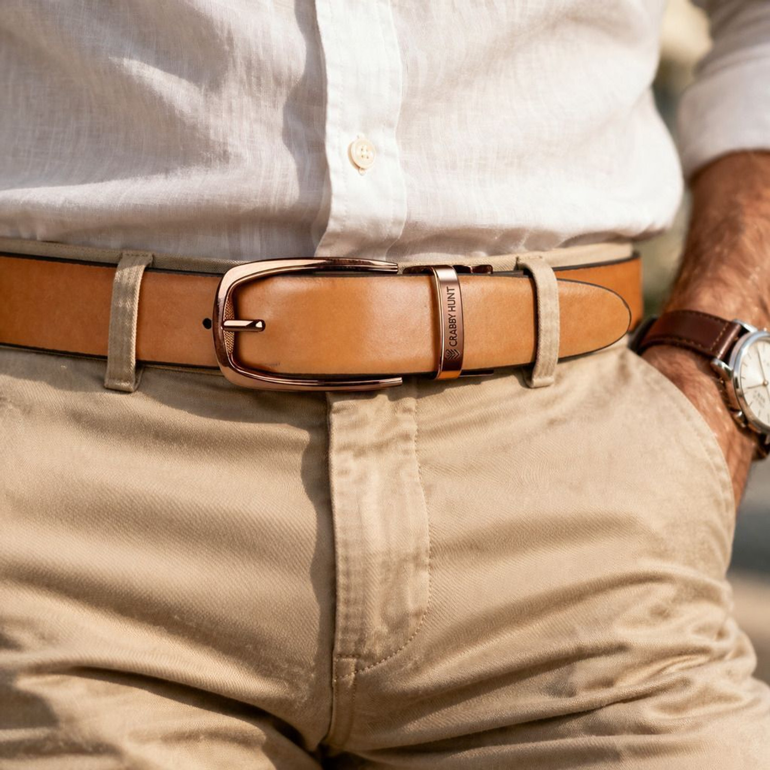 Image of CRABBY HUNT Men Casual, Evening, Formal, Party Brown, Black Genuine Leather Reversible Belt