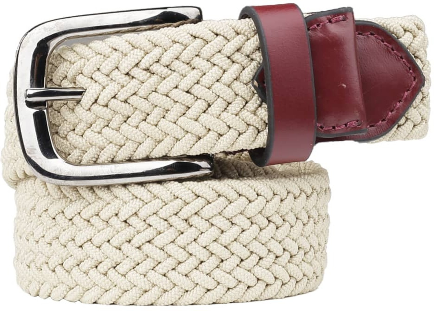 Image of bacca bucci Men Casual White Genuine Leather, Canvas Belt