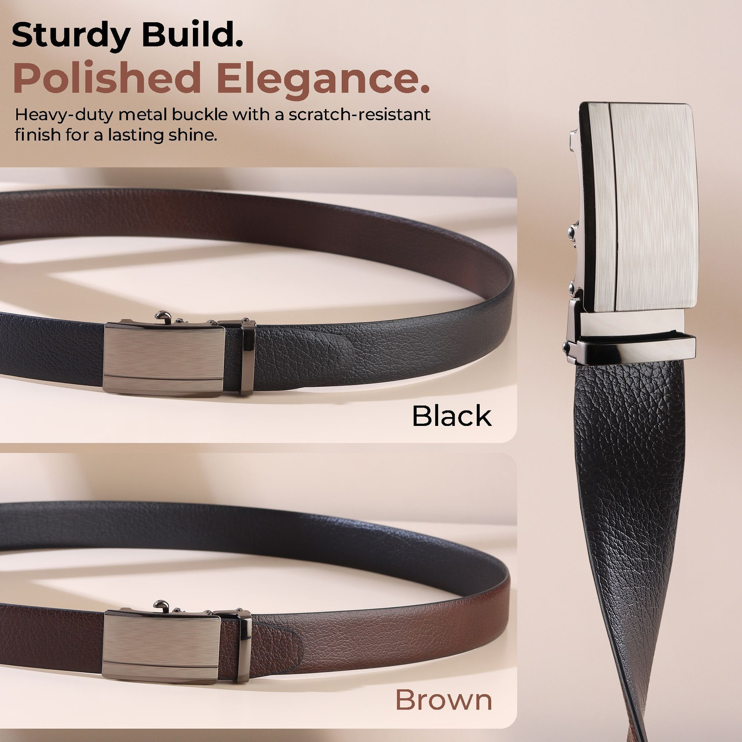 Image of haiko Men Formal, Casual, Evening, Party Brown Genuine Leather Reversible Belt
