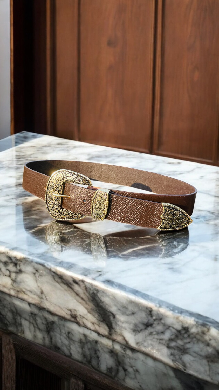 Image of ROYAL CKIN Men Formal, Casual, Evening, Party Brown Genuine Leather Belt
