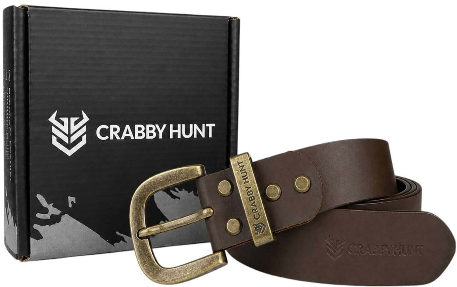 Image of CRABBY HUNT Men Brown Genuine Leather Belt