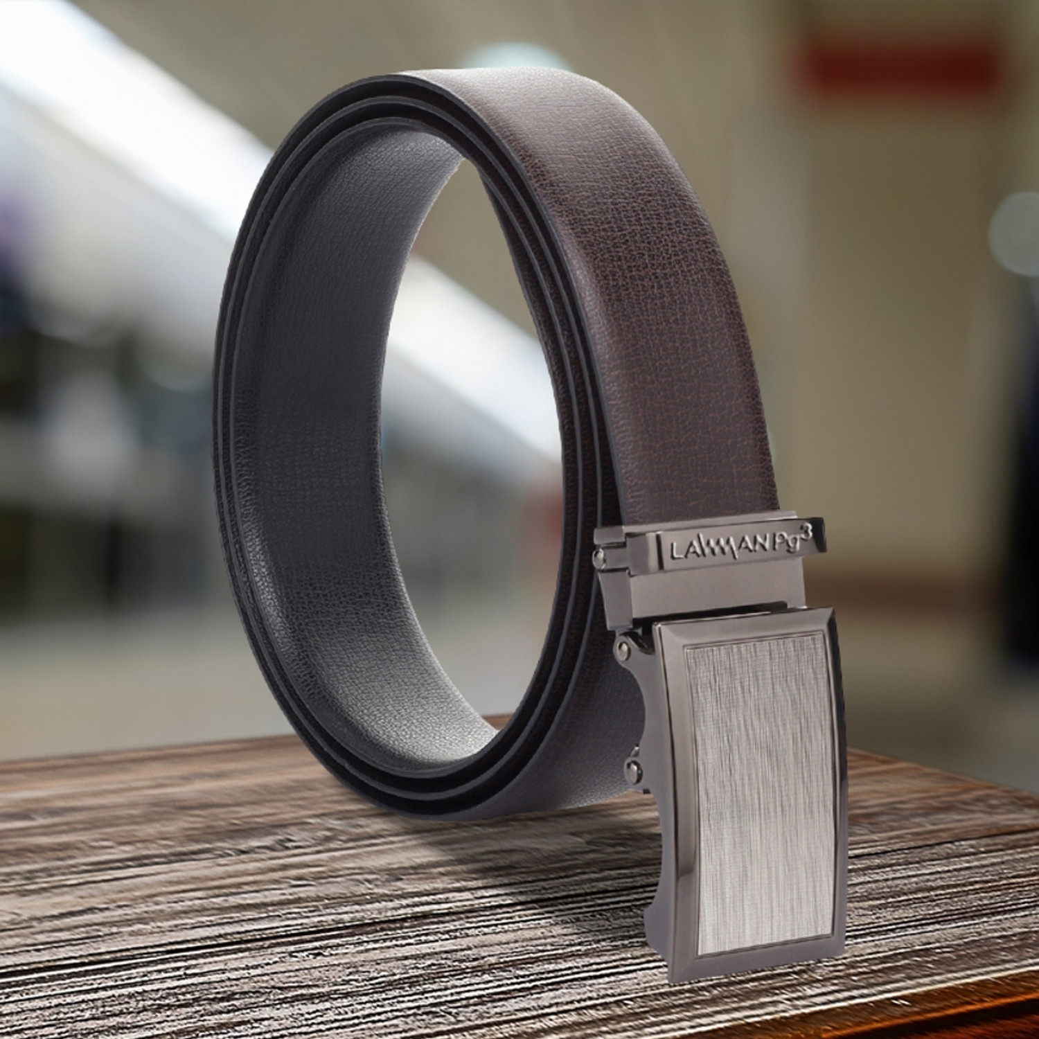 Image of LAWMAN PG3 Men Formal, Casual, Party Black, Brown Artificial Leather Reversible Belt