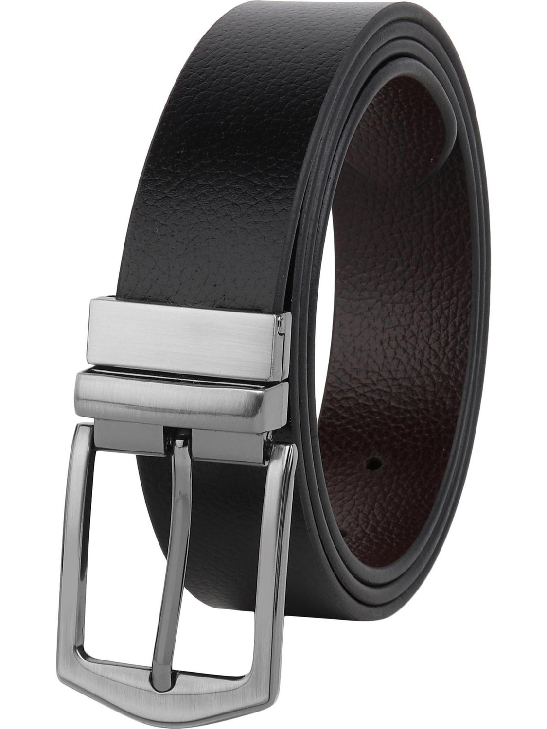 Image of Roadster Men Evening, Party, Formal, Casual Black, Brown Genuine Leather Reversible Belt