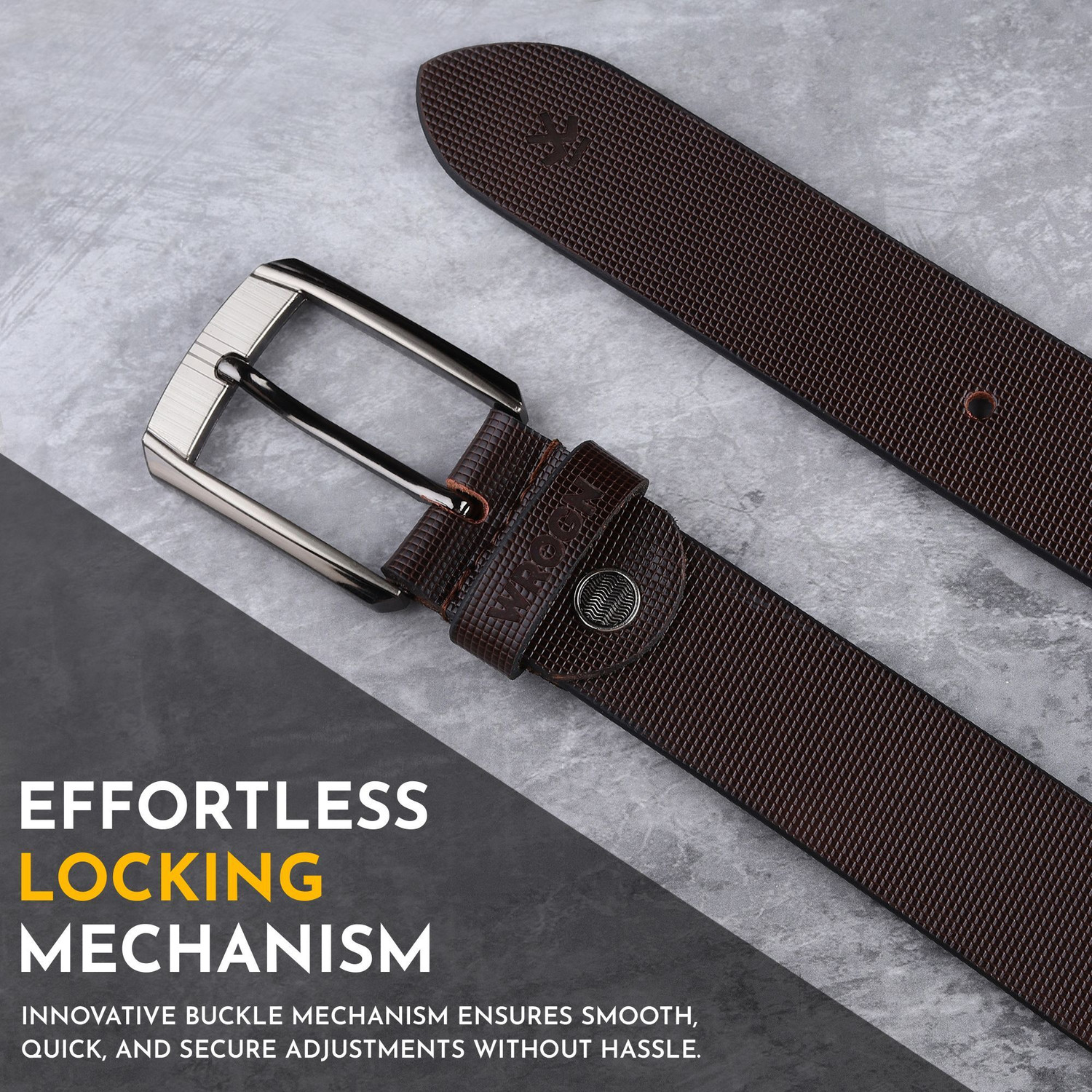 Image of WROGN Men Formal, Casual, Evening, Party Brown Genuine Leather Belt