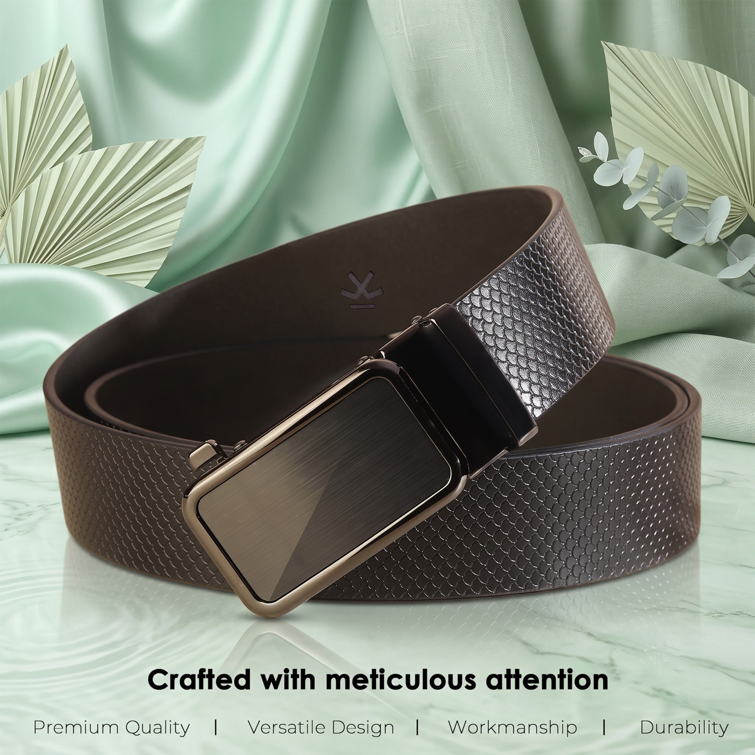 Image of WROGN Men Formal, Casual, Evening, Party Black Genuine Leather Belt