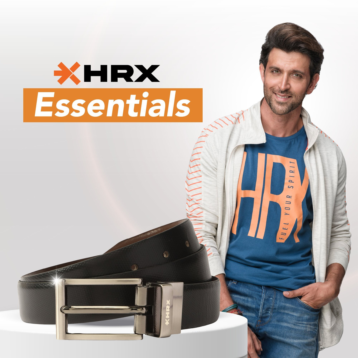 Image of HRX by Hrithik Roshan Men Formal Black Genuine Leather Belt