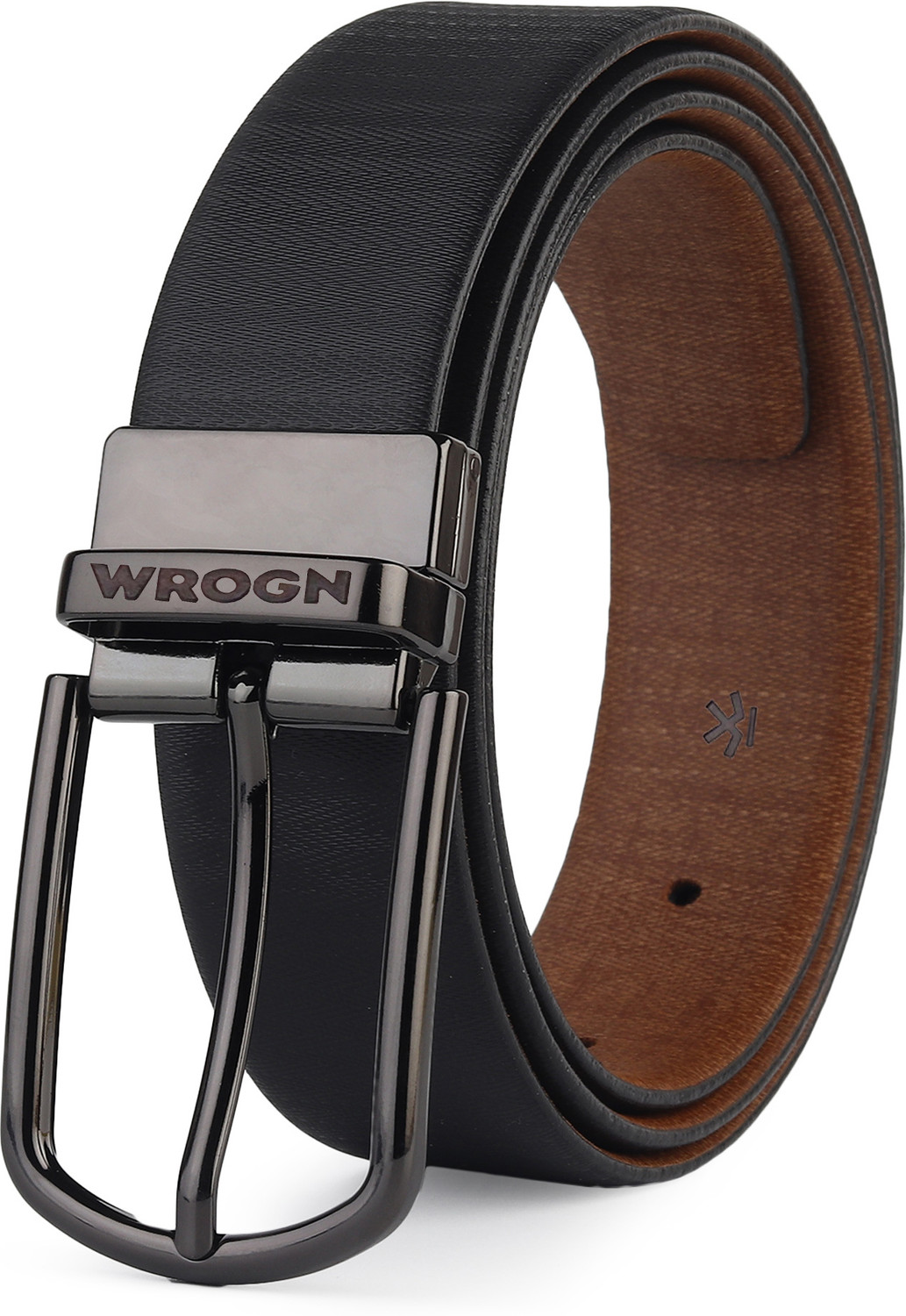 WROGN Men Formal, Casual, Evening, Party Black Genuine Leather Reversible Belt