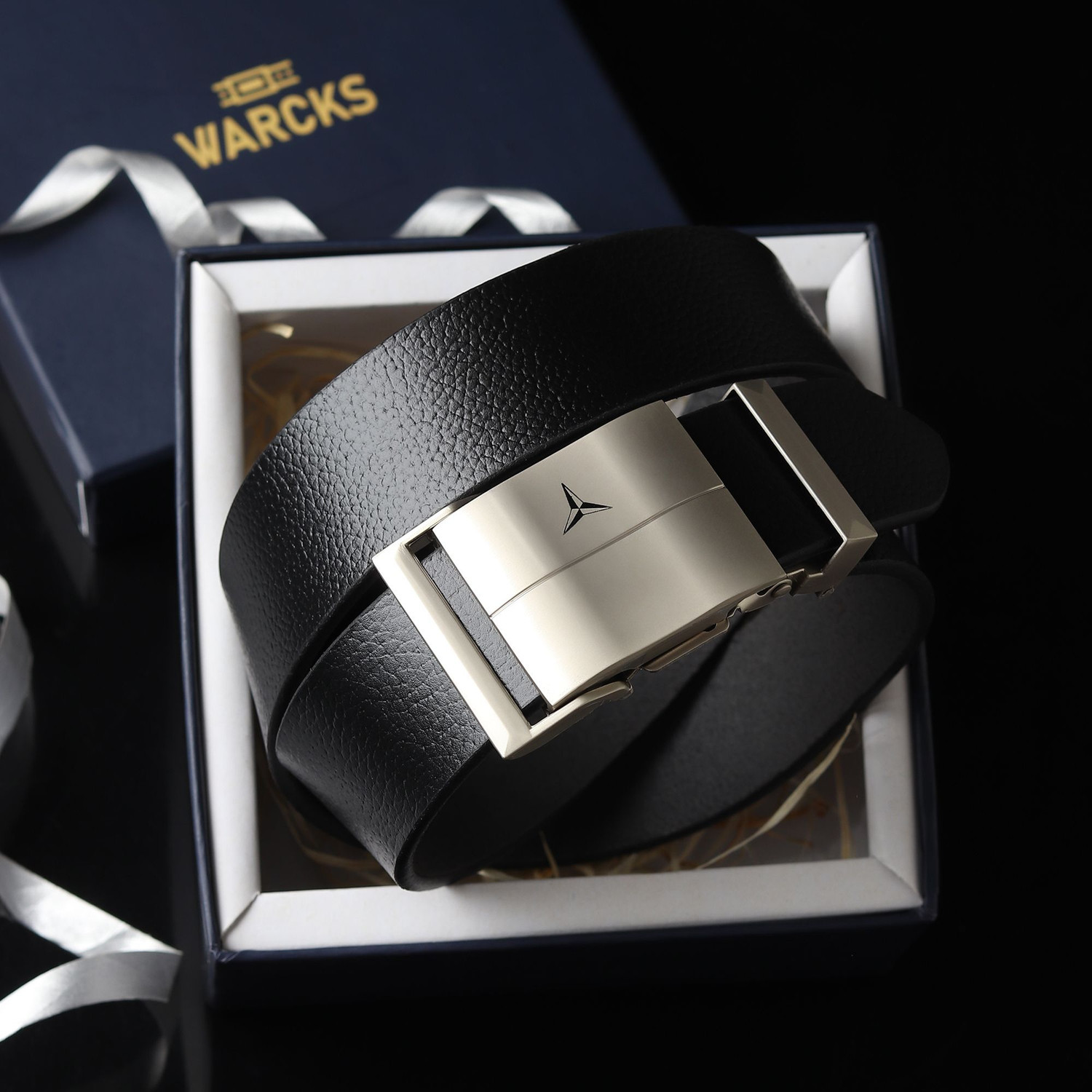 Image of WARCKS Men Formal Black Genuine Leather Belt