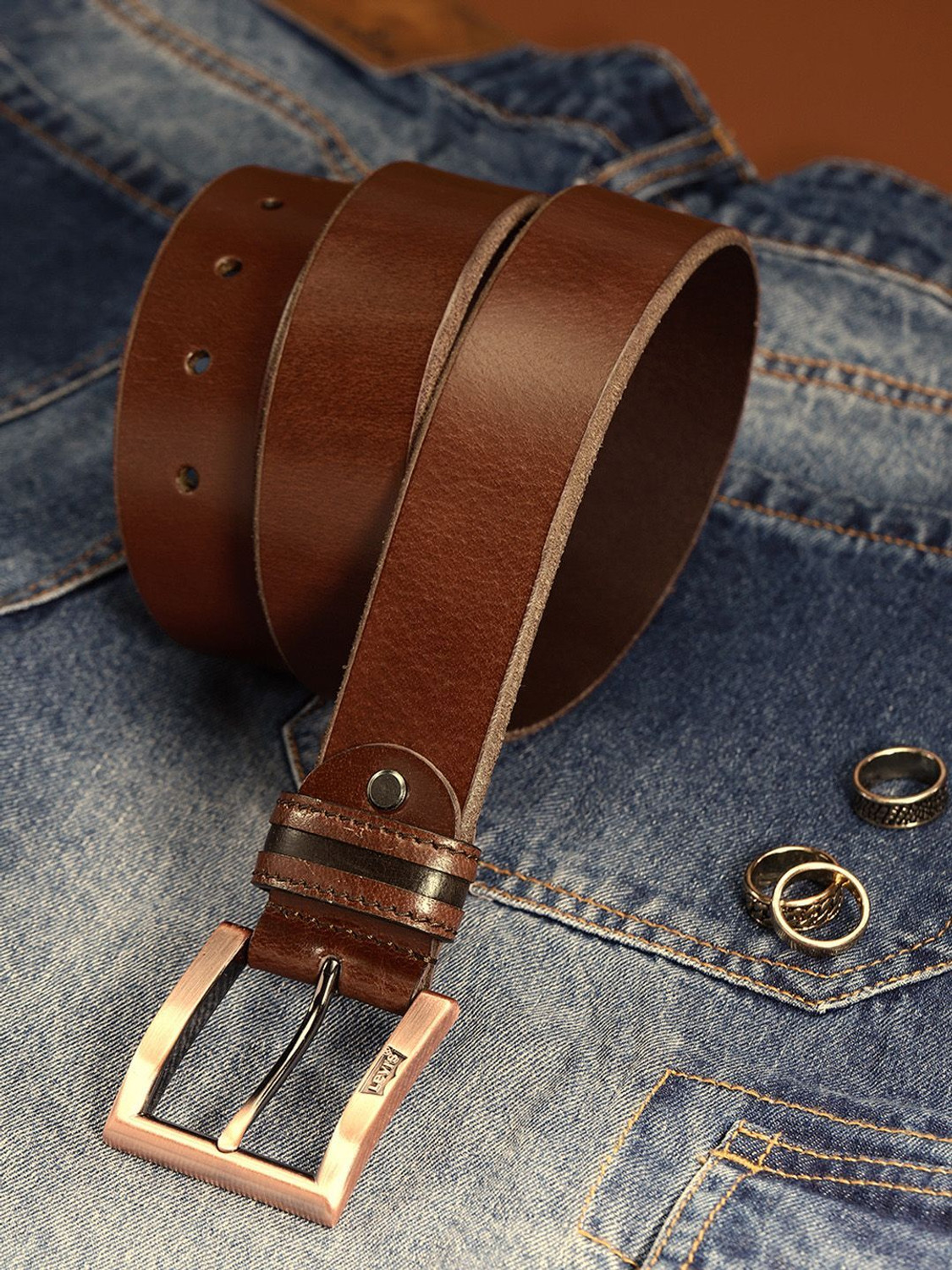 Image of LEVI'S Men Casual Red Genuine Leather Belt
