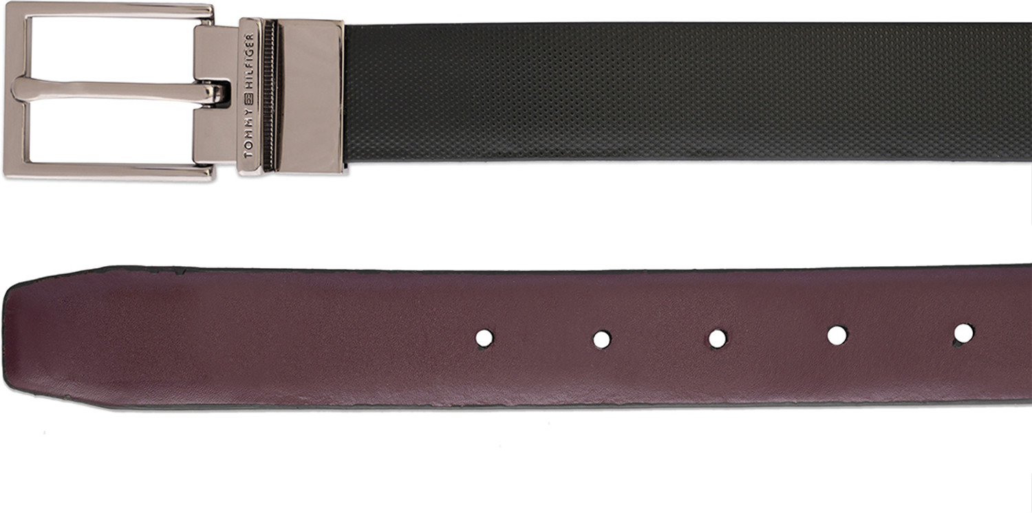 Image of TOMMY HILFIGER Men Black Genuine Leather Reversible Belt