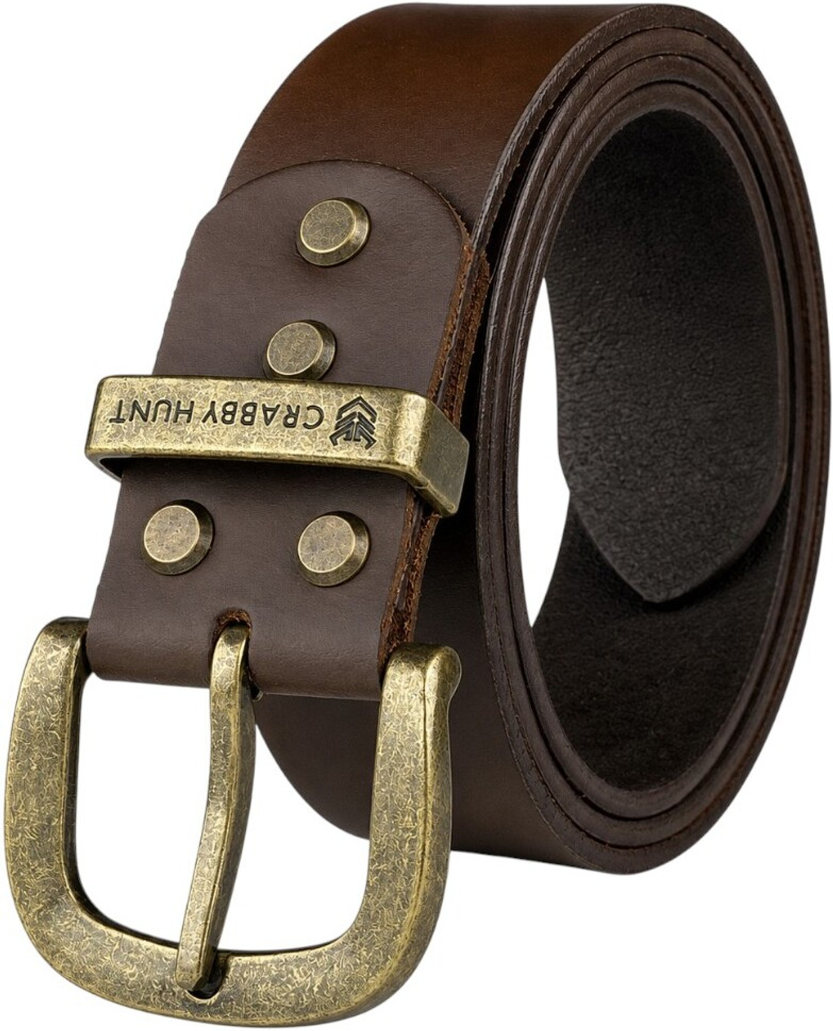 Image of CRABBY HUNT Men Brown Genuine Leather Belt