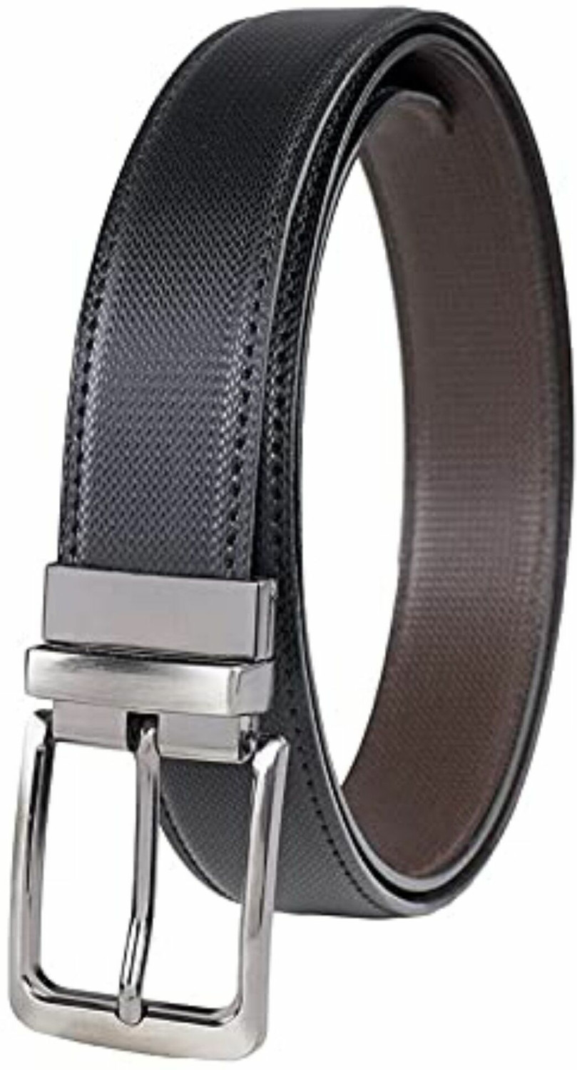 Image of USL Men Casual, Party, Formal, Evening Black Texas Leatherite, Artificial Leather Reversible Belt