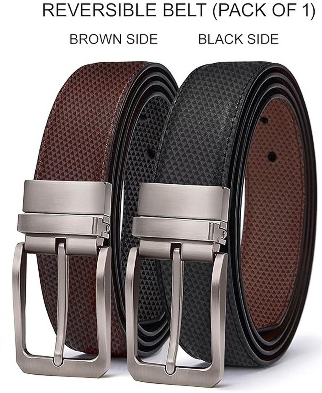 Image of STRAPIC Men Formal, Casual Black Artificial Leather Reversible Belt