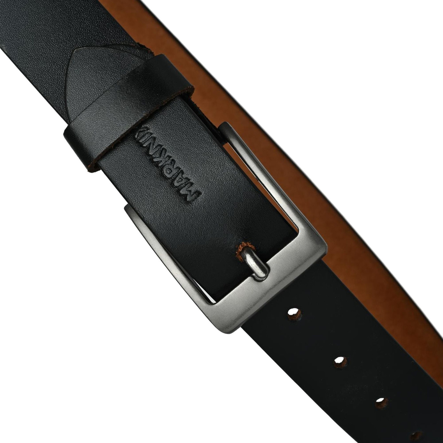 Image of MARKNIX Men Casual, Evening, Formal, Party Black Genuine Leather Belt