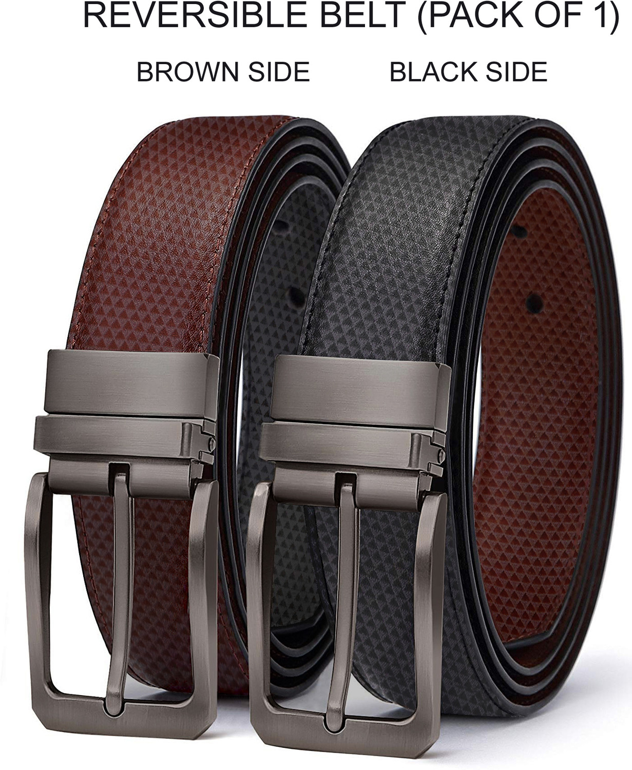 Image of Roadster Men Formal, Casual, Party, Evening Black, Brown Artificial Leather Reversible Belt