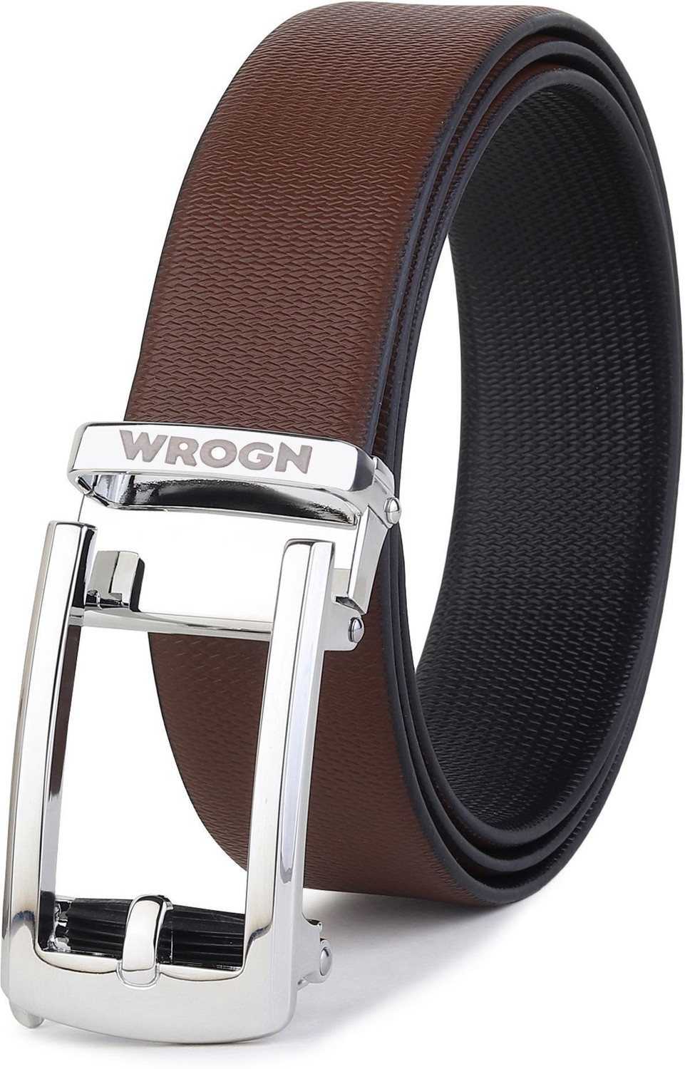 Image of WROGN Men Formal, Casual, Party, Evening Brown, Black Genuine Leather Reversible Belt