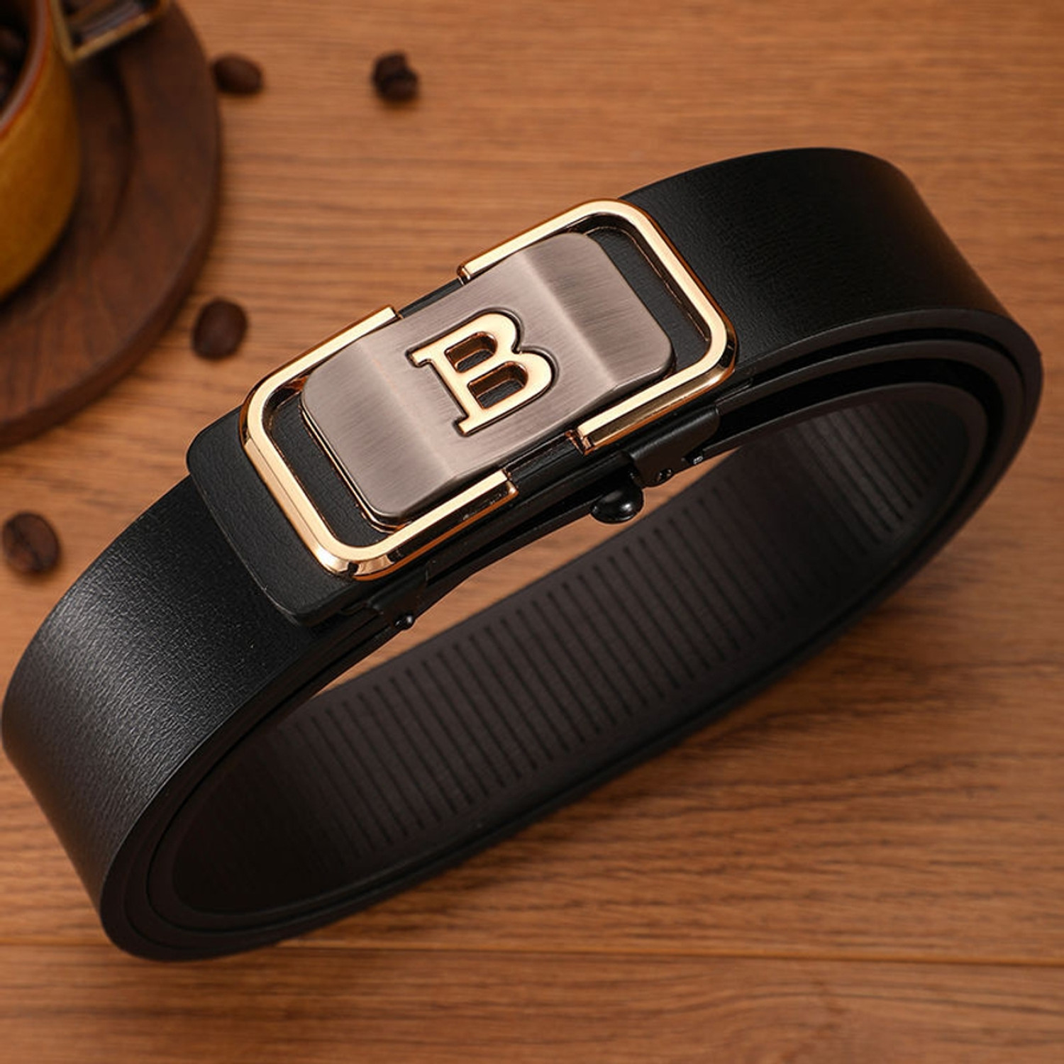 Image of napa hide Men Formal, Party, Evening Gold Artificial Leather Belt