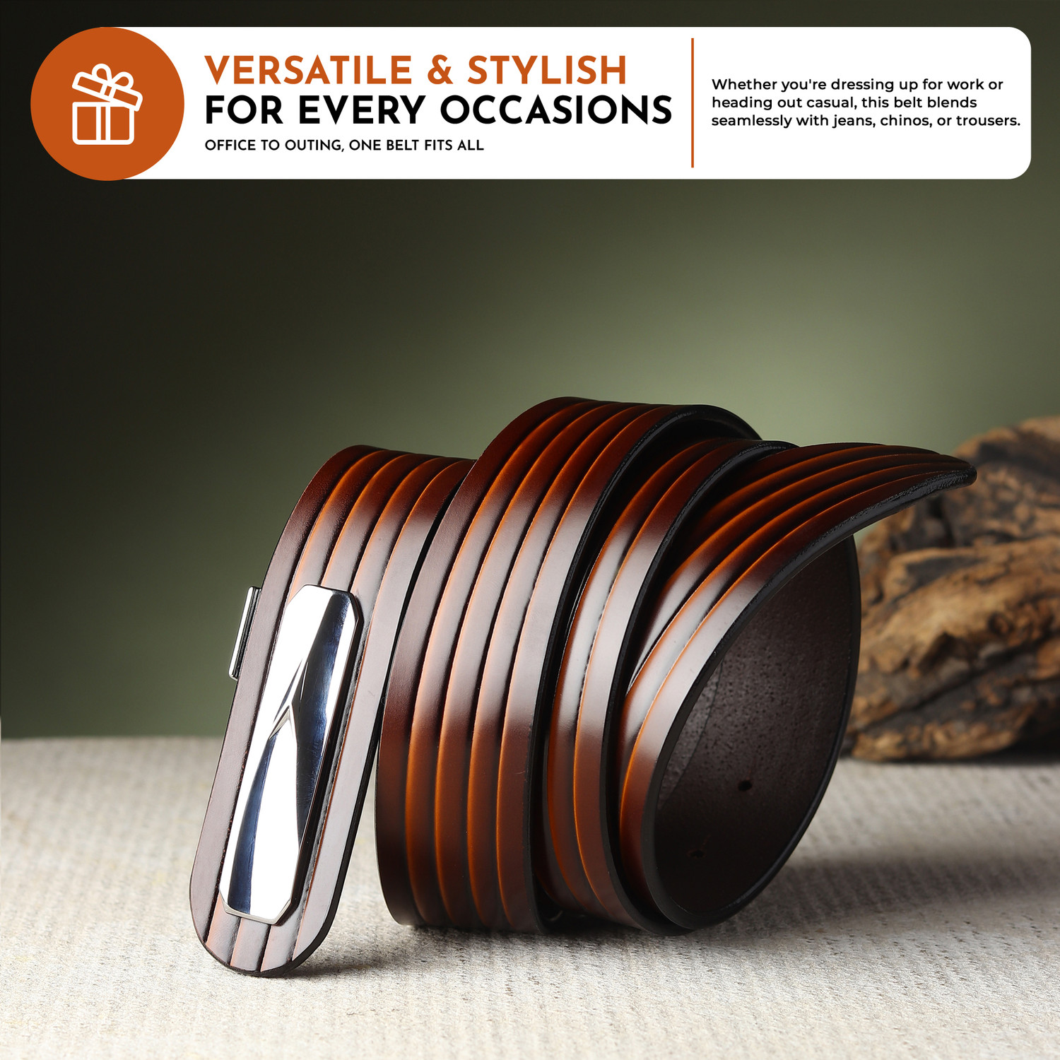 Image of KILLER Men Formal Brown Texas Leatherite Belt