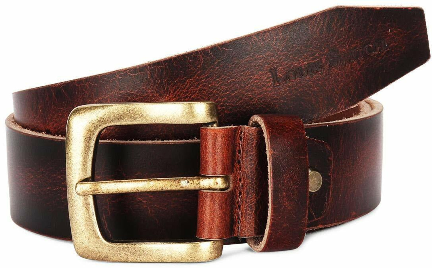 Image of LOUIS STITCH Men Casual Brown Genuine Leather Belt