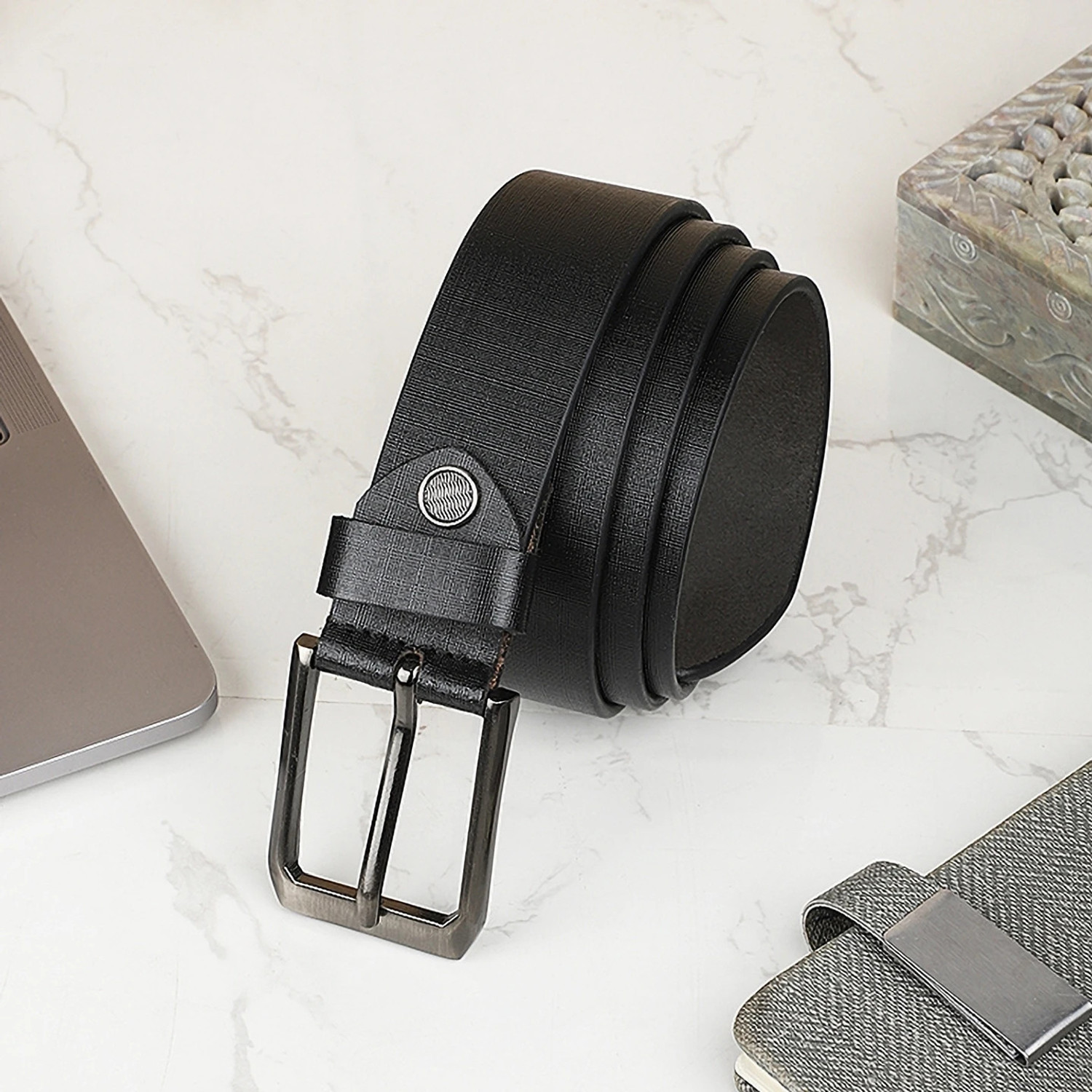 Image of KILLER Men Formal, Casual, Evening, Party Black Artificial Leather Belt