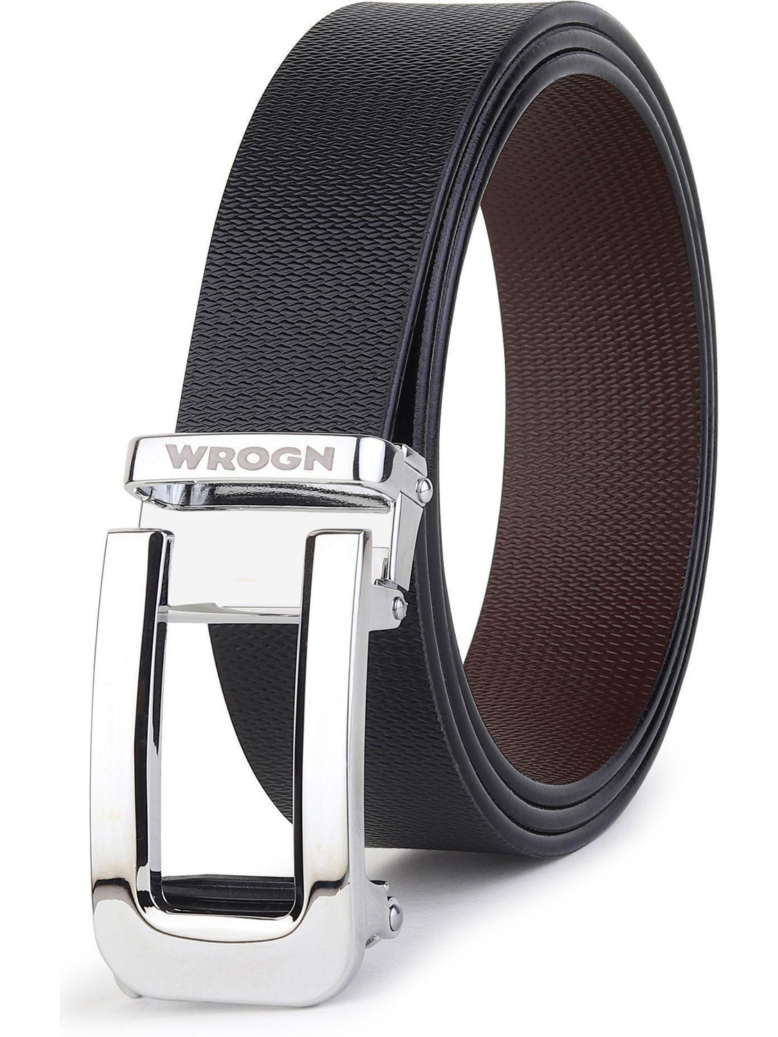 Image of WROGN Men Formal, Casual, Party, Evening Black, Brown Genuine Leather Belt
