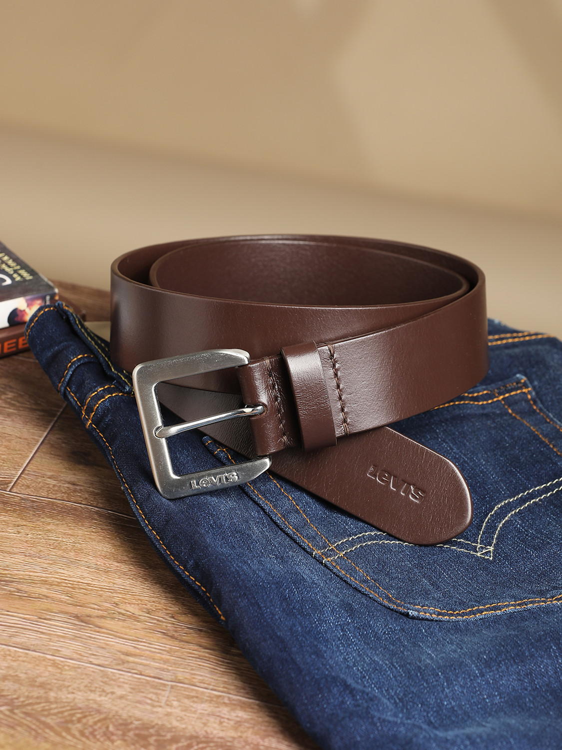 Image of LEVI'S Men Casual Brown Genuine Leather Belt