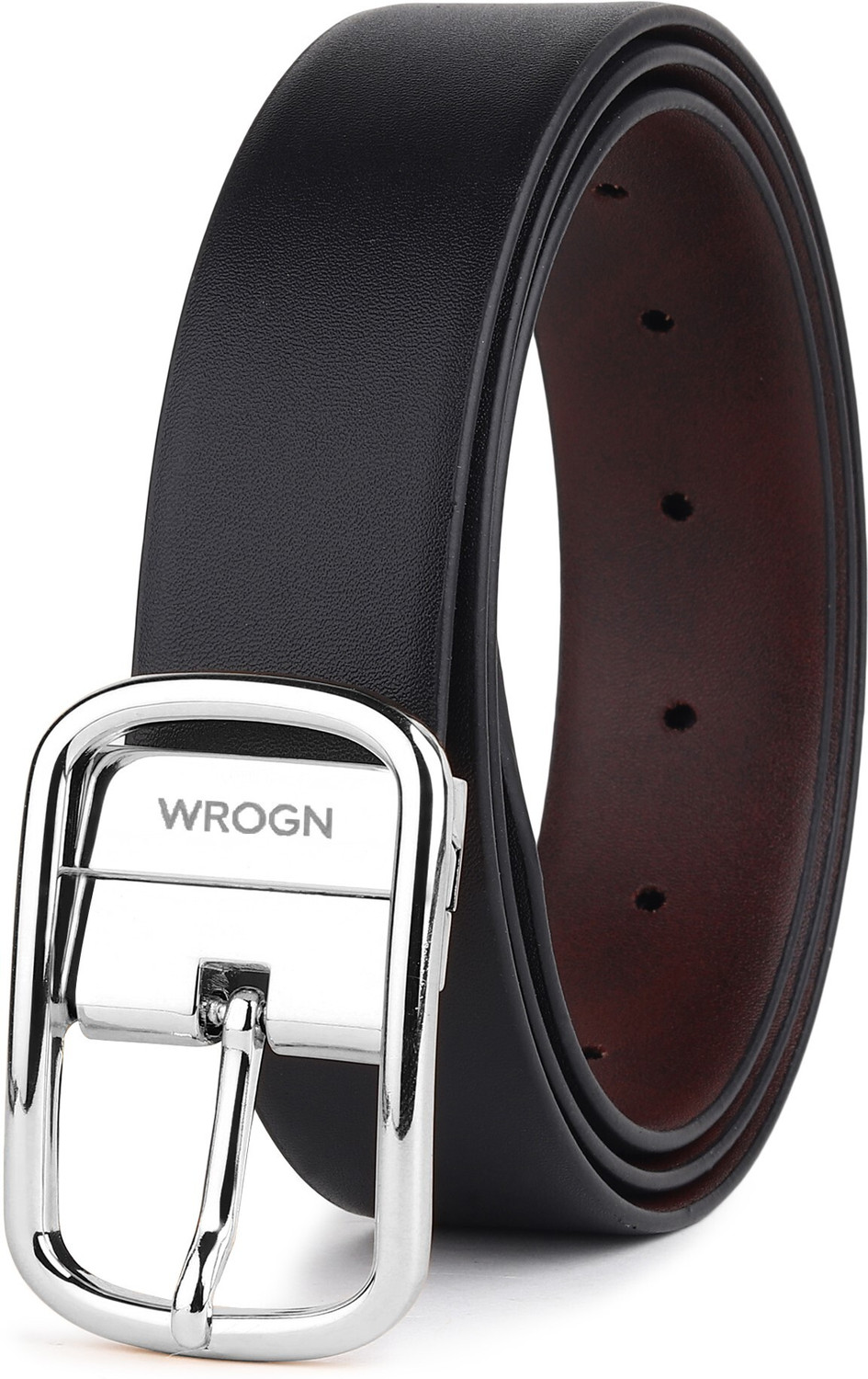 Image of WROGN Men Formal, Casual, Evening, Party Black, Brown Artificial Leather Reversible Belt